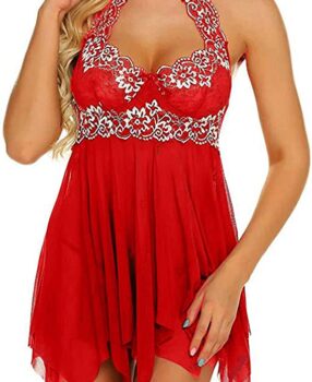 Women’s 1 Cotton Nightgowns Lingerie V Neck Nightwear Satin Sleep Sexy Lace Chemise Mini Dress Shirts